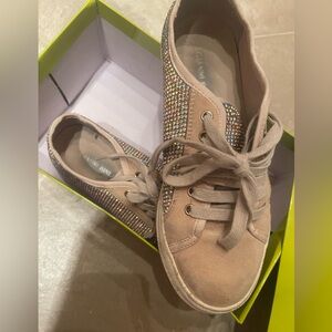 Gianni Bini Beige Sneakers with Rhinestones
